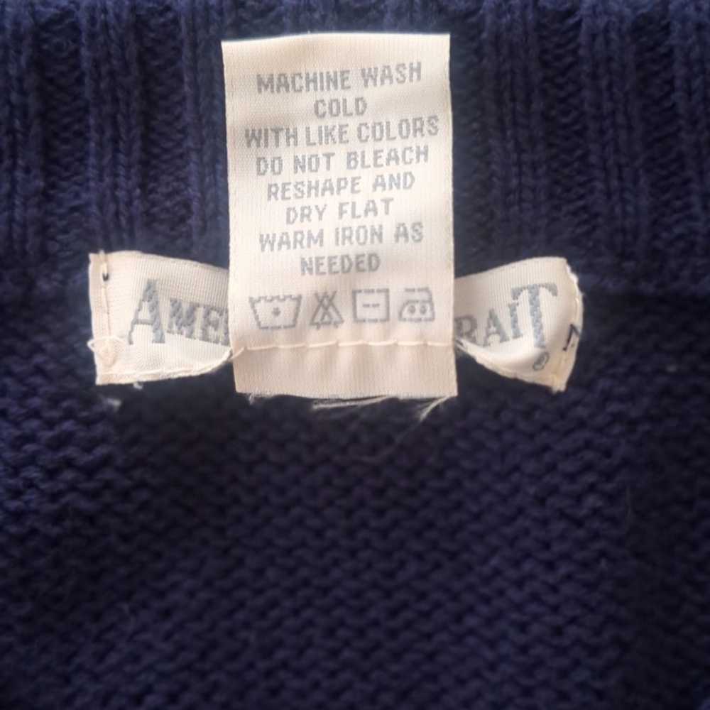 American Portrait USA Flag Retro Americana Knit Sweater Navy Blue Patriotic Sz M - Picture 8 of 8
